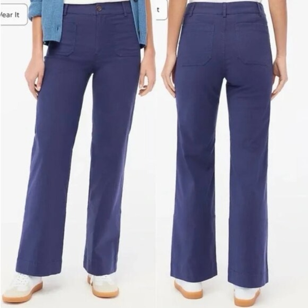 Lizzie Patch Pocket J.Crew Wide-Leg Cotton Pants Indigo